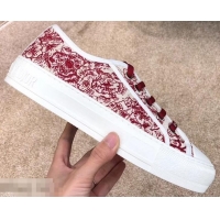 Discount Dior WALK'N'DIOR Low-top Sneakers Embroidered Hydrangea motif CD1917 Red 2019