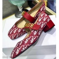 Discount Dior Heel 3cm Baby-D Ballet Pumps Obliuqe Jacquard Canvas CD2018 Red 2019