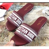 Cheapest Dior Woven Logo Dway Mules Slipper Sandals CD1801 Burgundy 2019