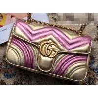 Discount Gucci GG Marmont Matelassé Chevron Shoulder Small Bag 443497 Metallic Gold 2019