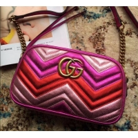 Best Price Gucci GG Marmont Matelassé Chevron Shoulder Small Bag 447632 Metallic Fuchsia 2019