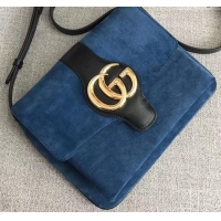 Imitation Gucci Suede Arli Medium Shoulder Bag 550126 Blue 2019