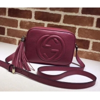 Luxury Hot Gucci Soho Calfskin Leather Disco Bag 308364 dark red