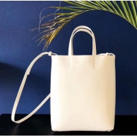 Crafted Celine Small Cabas Shopping Bag in Grained Calfskin 189813 White 2019