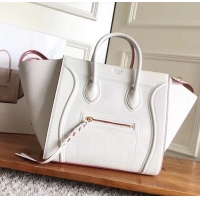 Top Grade celine grained calfskin phantom luggage 419016  white/red