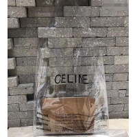 Duplicate Celine Clutch Pouch Bag Brown and PVC Transparent Plastic Shopping Bag 419026