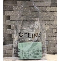 Luxury Celine Clutch Pouch Bag Light Green and PVC Transparent Plastic Shopping Bag 419027