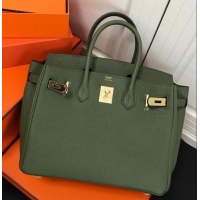 New Design Hermes Birkin 30 Bag In Leather with Gold/Silver Hardware 420015 Army Green