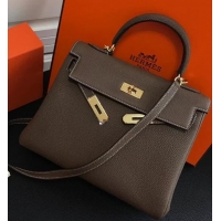 Popular Hermes Kelly 25 Bag in Calf Leather with Gold Hardware 420018 Grey Elephant