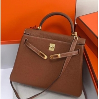 Good Product Hermes Kelly 25 Bag in Calf Leather with Gold Hardware 420018 Caramel Brown