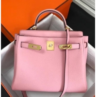 Popular Style Hermes Kelly 25 Bag in Calf Leather with Gold Hardware 420018 Pink Baby