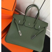 Promotional Hermes Birkin 35 Bag In Leather With Silver Hardware 4200128 Green