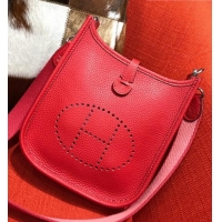 Luxury Classic Hermes Mini Evelyne 18cm in Calfskin H442104 Red