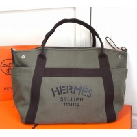 Luxury Hermes Vintage Cavalier Canvas Tote H442108 Grey