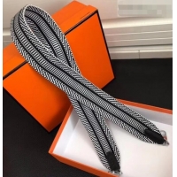 Perfect Hermes Stripes Wide Shoulder Strap with Silver Hardware H442110 Black/White