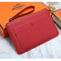 Good Product Hermes Calf Leather Zip Clutch H442111 Red