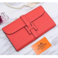 Well Crafted Hermes Grained Calf Leather Elan 22 Clutch Bag H442114 Dark Orange