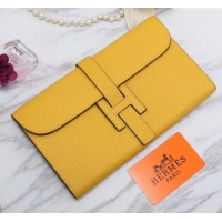 Fashion Hermes Grained Calf Leather Elan 22 Clutch Bag H442114 Yellow