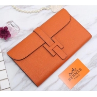 Discount Hermes Grained Calf Leather Elan 22 Clutch Bag H442114 Orange