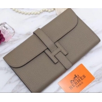 Most Popular Hermes Grained Calf Leather Elan 22 Clutch Bag H442114 Grey