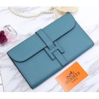 Top Design Hermes Grained Calf Leather Elan 22 Clutch Bag H442114 Blue