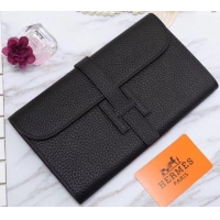 Discount Hermes Grained Calf Leather Elan 22 Clutch Bag H442114 Black