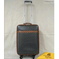 Market Sells Goyard Rolling Trolley Travel Luggage Bag GL020 Black And Tan