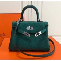 Popular Hermes mini kelly 20 bag Atrovirens in clemence leather with golden hardware H422021