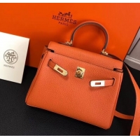 Popular Style Hermes mini kelly 20 bag Orange in clemence leather with golden hardware H422021