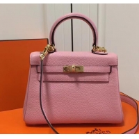 Lower Price Hermes mini kelly 20 bag light pink in clemence leather with golden hardware H422021