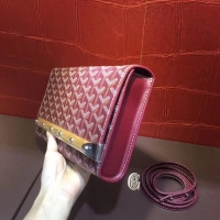 Refined Goyard Monte-Carlo Clutch With Leather Strap 8982 Burgundy