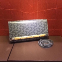 Expensive Goyard Monte-Carlo Clutch With Leather Strap 8982 Dark Grey