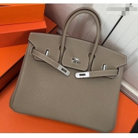 Promotional Hermes Birkin 25cm Bag Light Gray in Togo Leather With Silver Hardware 423012