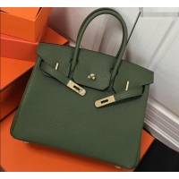 Good Quality Hermes Birkin 25cm Bag Army Green in Togo Leather With Gold Hardware 423012