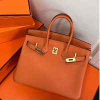 Affordable Price Hermes Birkin 25cm Bag Orange in Togo Leather With Gold Hardware 423012