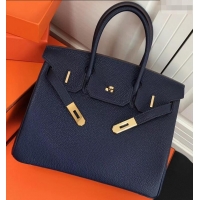 Luxury Discount Hermes Birkin 25cm Bag Navy Blue in Togo Leather With Gold Hardware 423012