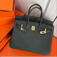 Imitation Hermes Birkin 25cm Bag Dark Green in Togo Leather With Gold Hardware 423012