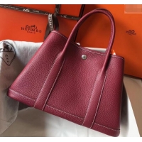 Top Quality Hermes Calfskin Garden Party 30cm Bag 425011 Bordeaux Red