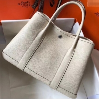  Top Design Hermes Calfskin Garden Party 30cm Bag 425011 Pearl Gray