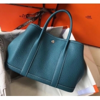 Well Crafted Hermes Calfskin Garden Party 30cm Bag 425011 Denim Blue