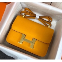 Top Quality Hermes Constance MM Bag in Epsom Leather Yellow with Gold Hardware H42611