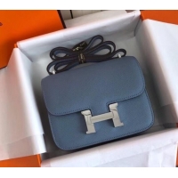 Best Imitation Hermes Constance MM Bag in Epsom Leather Midnight Blue with Silver Hardware H42611