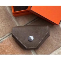 Unique Style Hermes Epsom Leather Le 24 Van Cattle Chevre Vintage Coin Purse H42616 Etoupe