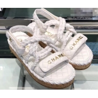 Unique Grade Chanel Cord Sandals G34602 White ​2019