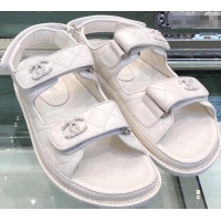 Good Product Chanel Logo Magic Loop Sandals G34445 Quilting White