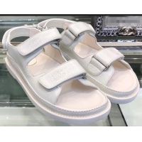 Sale Chanel Logo Magic Loop Sandals G34445 White