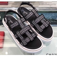 Inexpensive Chanel Pearls Around Sandals G34505 Tweed 2019