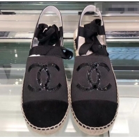 Fashion Wholesale Chanel Lace-ups Espadrilles G41730 Black 2019