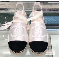 Imitation Chanel Lace-ups Espadrilles G41731 White/Black 2019