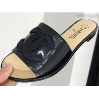 High Quality Chanel Stitching CC Logo Mules G41801 Black 2019